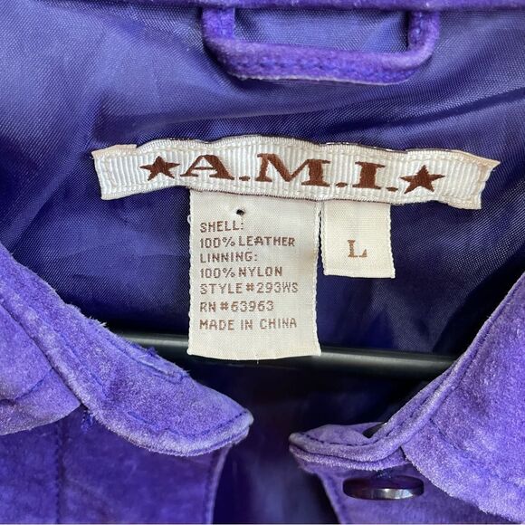VIMTAGE A.M.I. LEATHER‎ JACKET IN PURPLE - Picture 5 of 6